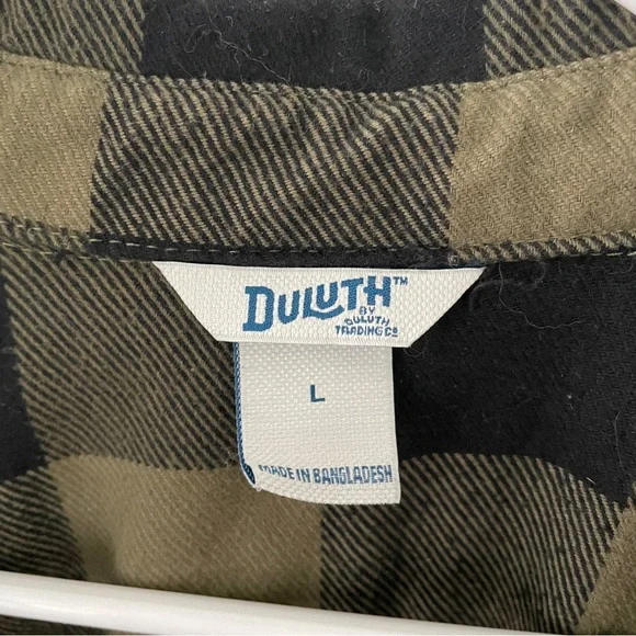 Duluth Trading Folklore Flannel Duster Shirt Jacket PLAID Green Black - Picture 4 of 10